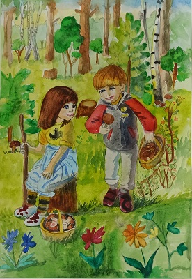 Кириллова Евангелина 9 лет С братом по грибы 3